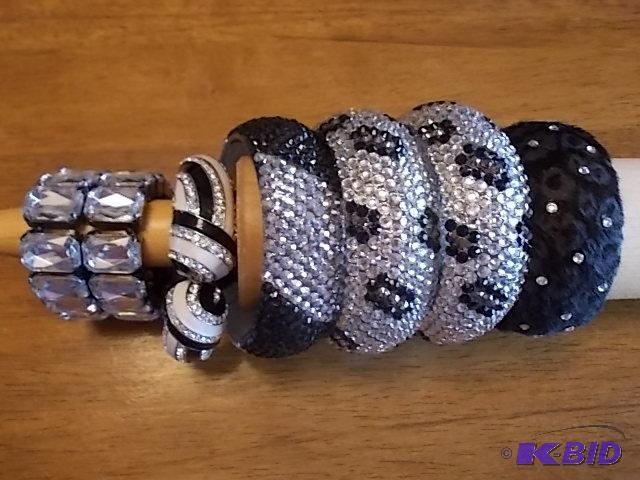 6-Large Rhinestone Bracelets...