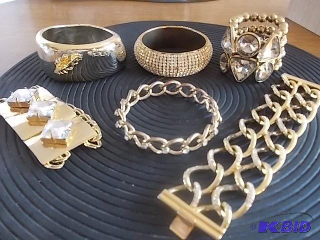 6-Large Gold ToneBling Bracelets...