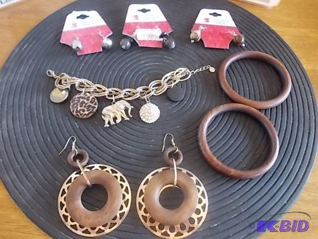 Bebe Safari Print Bracelet, 4-Pair Pierced Ea...