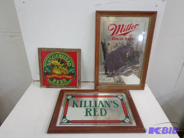 lot 38 image: Bar Mirrors   Lot of 3  Moosehead  Killians  ...