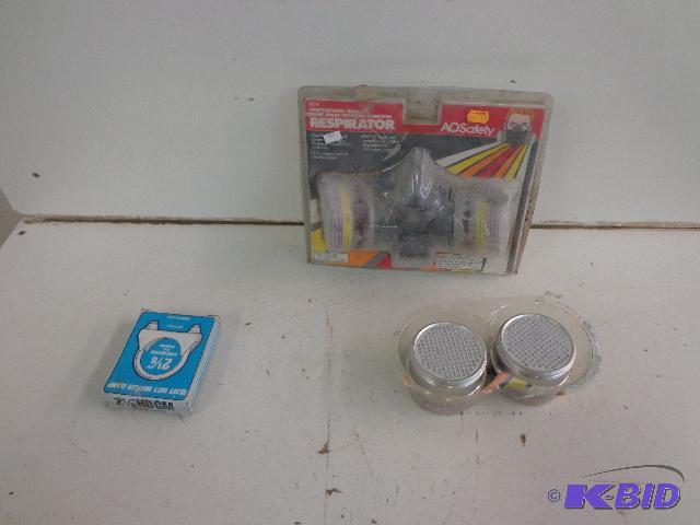 lot 58 image: Respirator and Cartridges and Muffler Clamps&...
