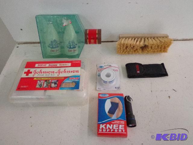lot 86 image: First Aid Kit and More   Small Dish Bin - Pla...