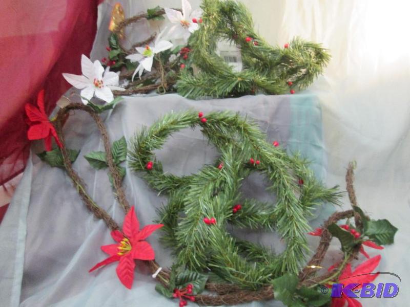Greeen garland with red berries qty. 2 and br...