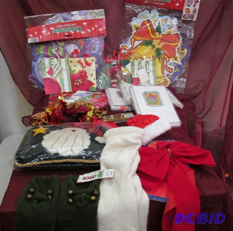 gloves, christmas cards, small gift bags, chr...