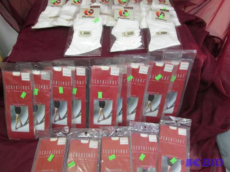 11 white ankle socks adult. 14 knee high tigh...