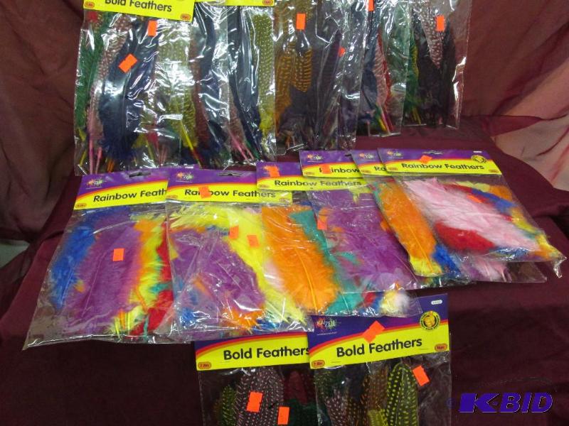 14 packages of craft feathers...