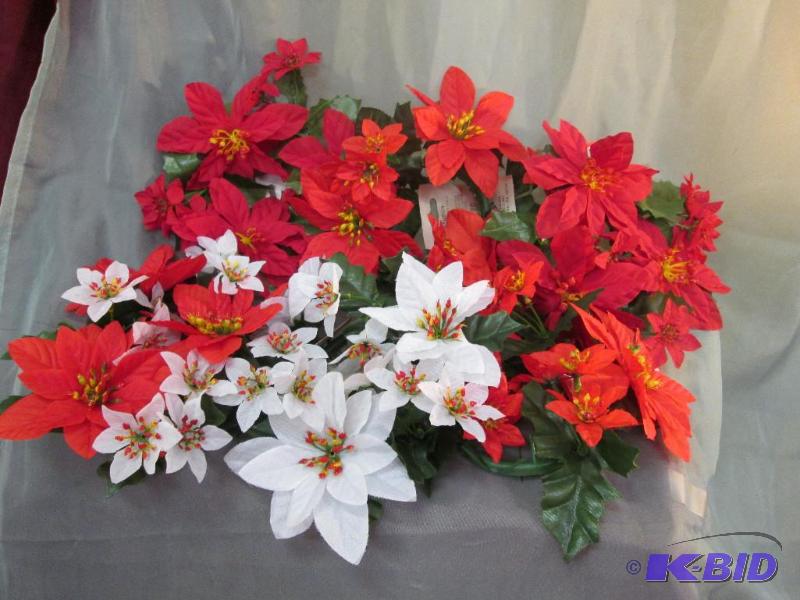 Red and white poinsetta candle rings. Qty 6...