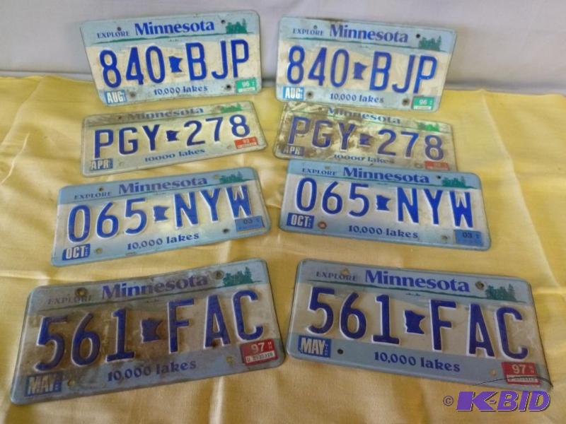 lot 104 image: Lot of eight collectible Minnesota license pl...
