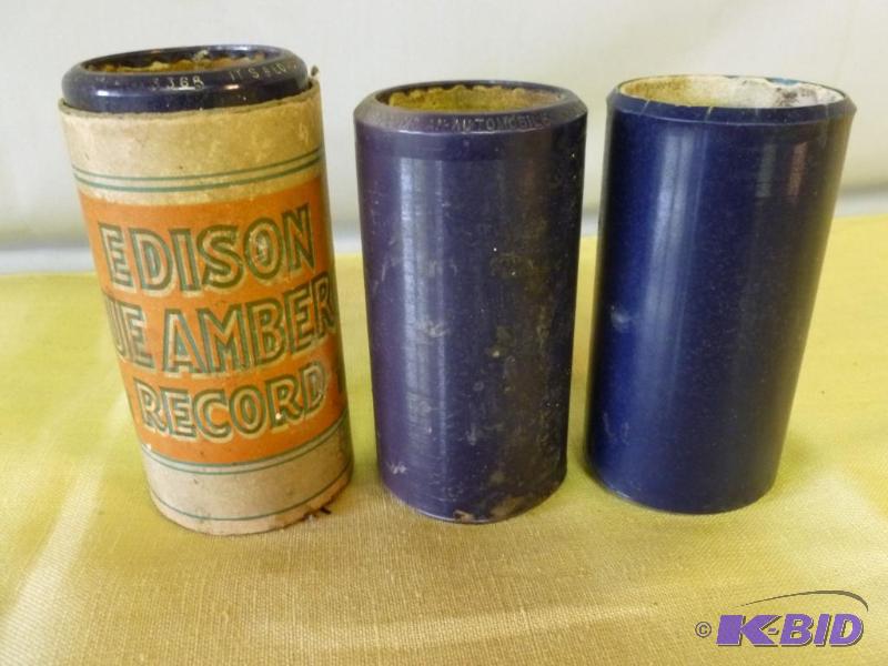 lot 125 image: Lot of three antique Edison Blue Amberol ...