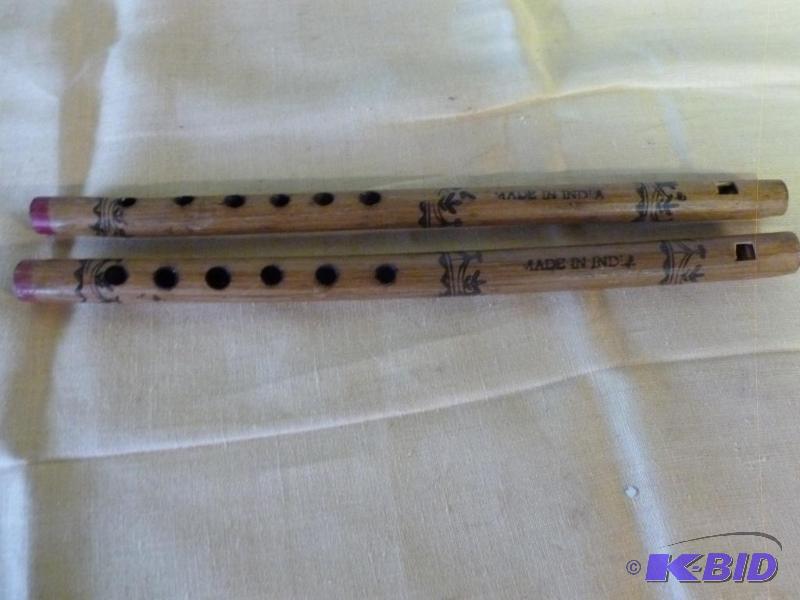 lot 180 image: Lot of two bamboo wood recorder instruments t...