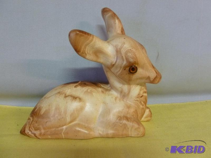 lot 204 image: Pine Scented Pottery deer figurine that measu...