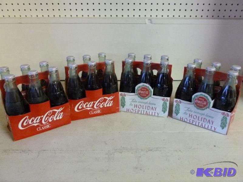 lot 221 image: Lot of 4-6 packs of collectible Coca-Cola gla...