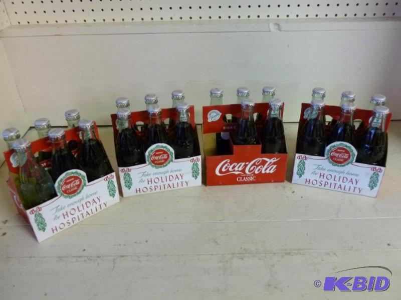 lot 222 image: Lot of 4-6 packs of collectible Coca-Cola gla...