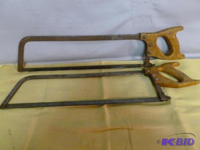 lot 236 image: Lot of two large vintage meat saws that inclu...