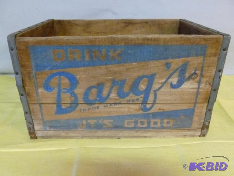 lot 25 image: Large Vintage Drink Barqs&nbspwooden soda c...