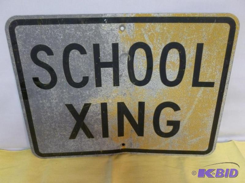 lot 26 image: Large School Xing heavy gage metal sign that ...