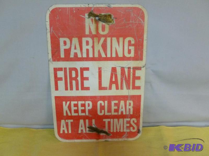 lot 29 image: No Parking Fire Lane heavy gage metal sign th...
