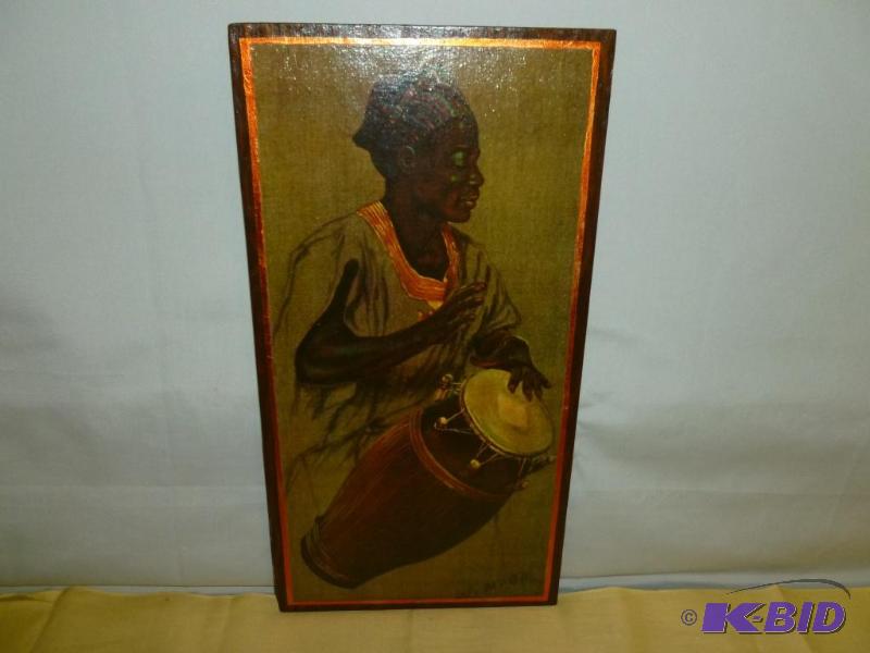 lot 34 image: Nice African Art Picture On Board that measur...