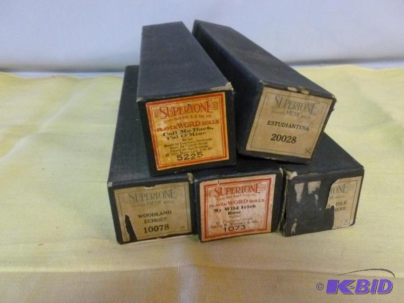 lot 35 image: Lot of five antique player piano rolls....