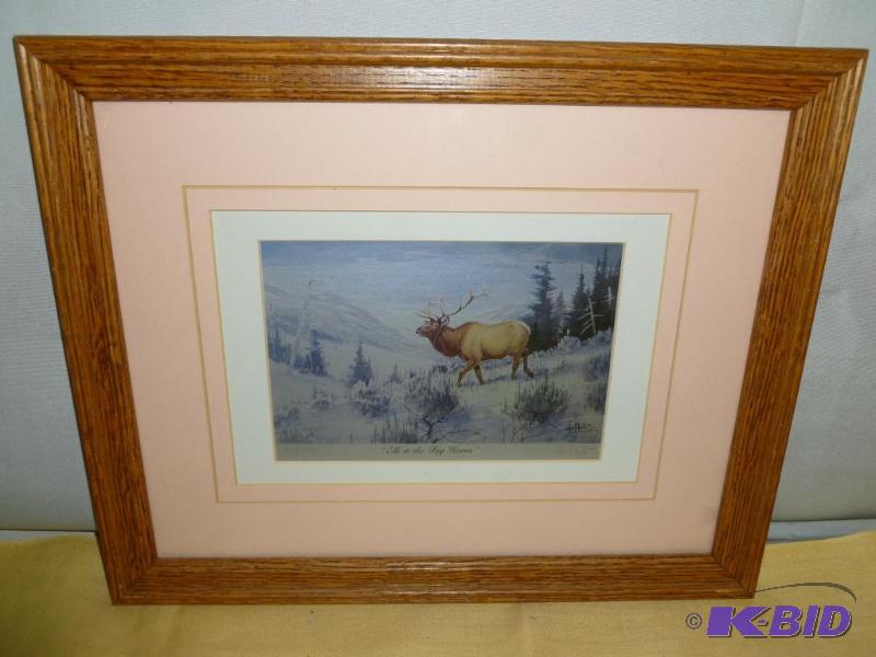 lot 52 image: Beautiful Les Kouba " Elk In The Big Hor...