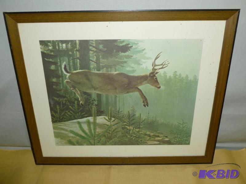 lot 56 image: Stan Galli - Whitetail Buck wood framed print...