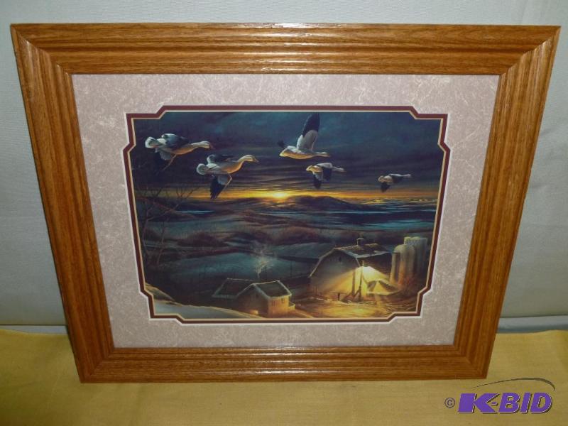 lot 57 image: Nice snow goose themed oak framed and double ...