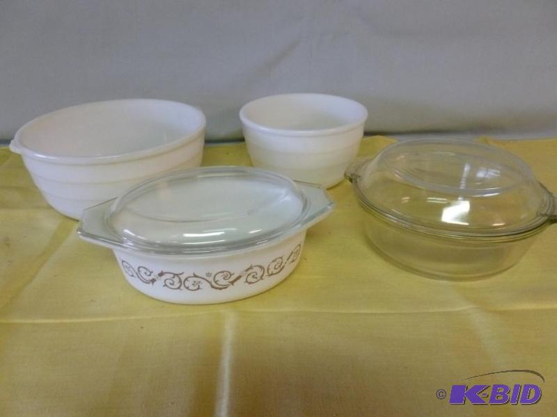 lot 76 image: This lot consists of two vintage milk glass b...