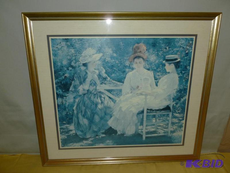 lot 81 image: Large wood farmed and double matted lady scen...