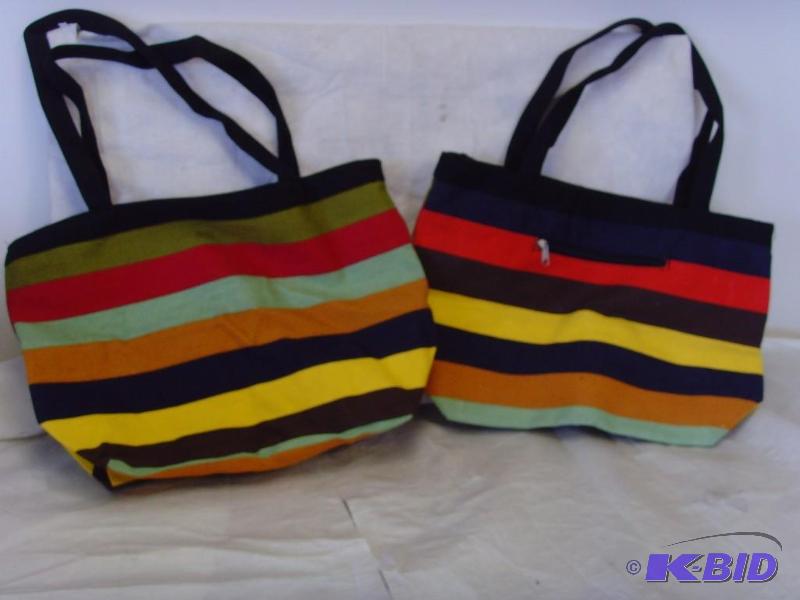 Lot of 2 Striped Tote Bags