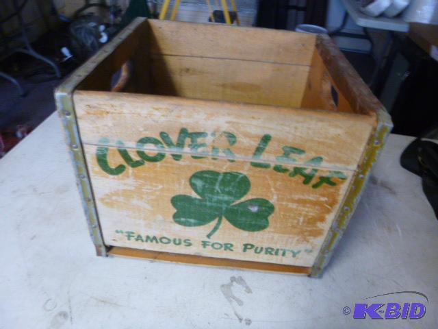 lot 57 image: Clover Leaf Wood Crate 11" X 13 12"...