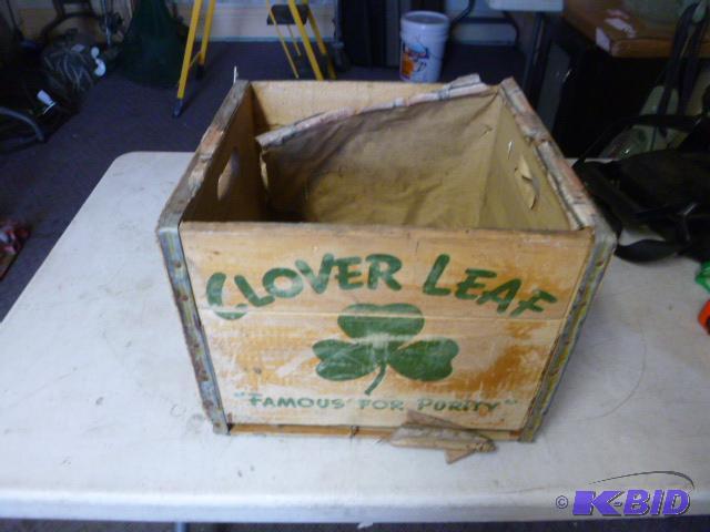 lot 58 image: Clover Leaf Wood Crate 11" X 13 12"...