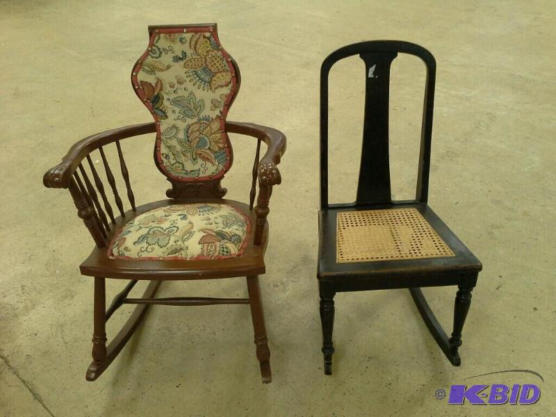 lot 105 image: 2 vintage wood rocking chairs