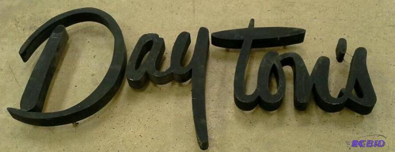 lot 109 image: Vintage metal Daytons department store sign.