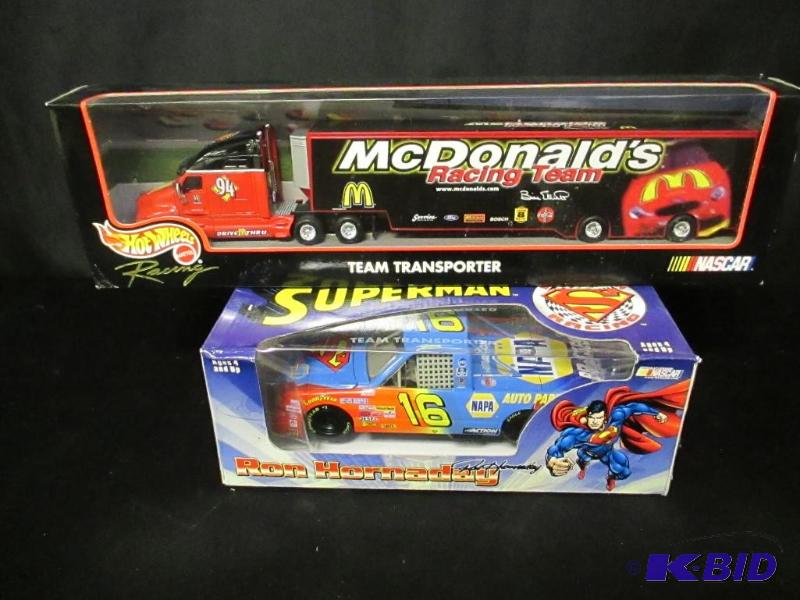 lot 32 image: NASCAR McDonalds #94 Racing Team TransporterNAPA 124 Ron Hornaday #16 Superman Super Truck