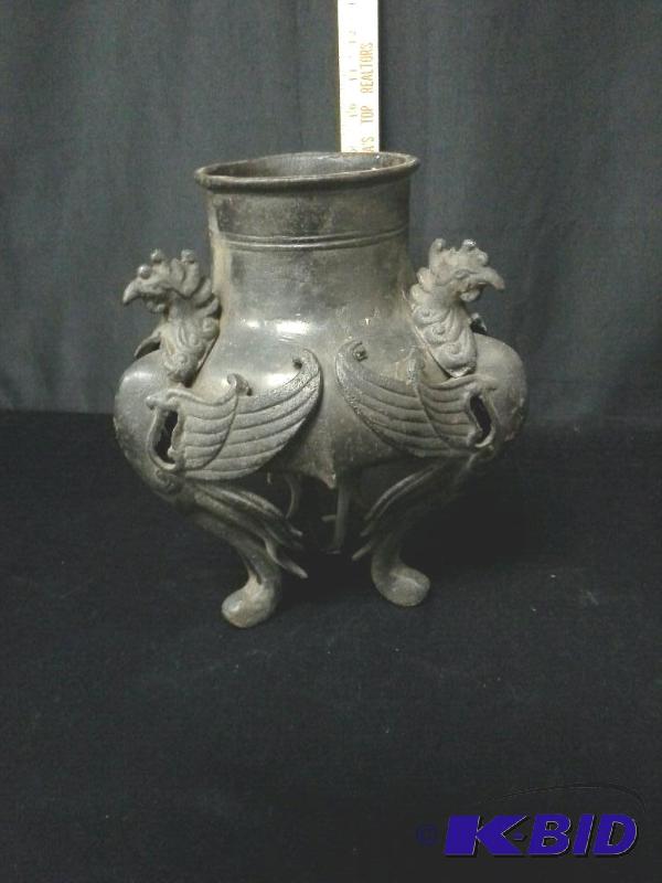 lot 78 image: Ornate Footed Metal Candle Holder