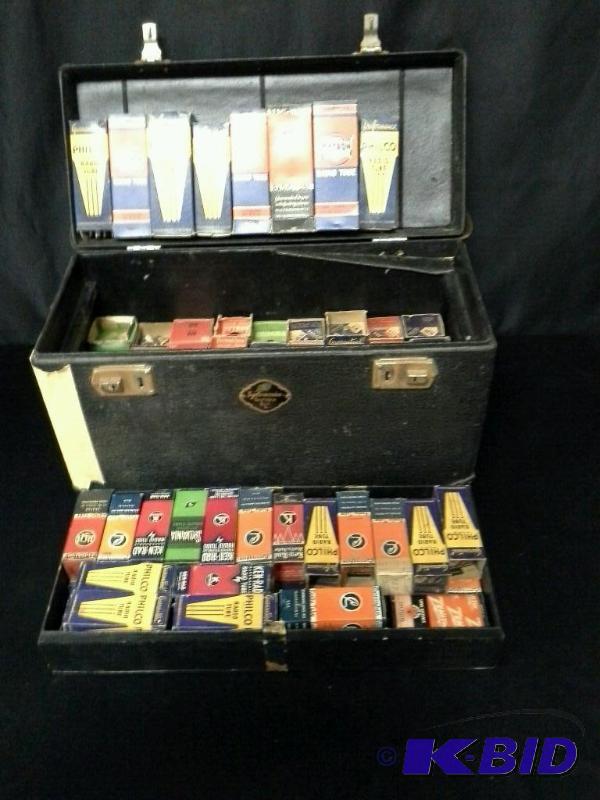 lot 90 image: Vintage Case of radio tubes
