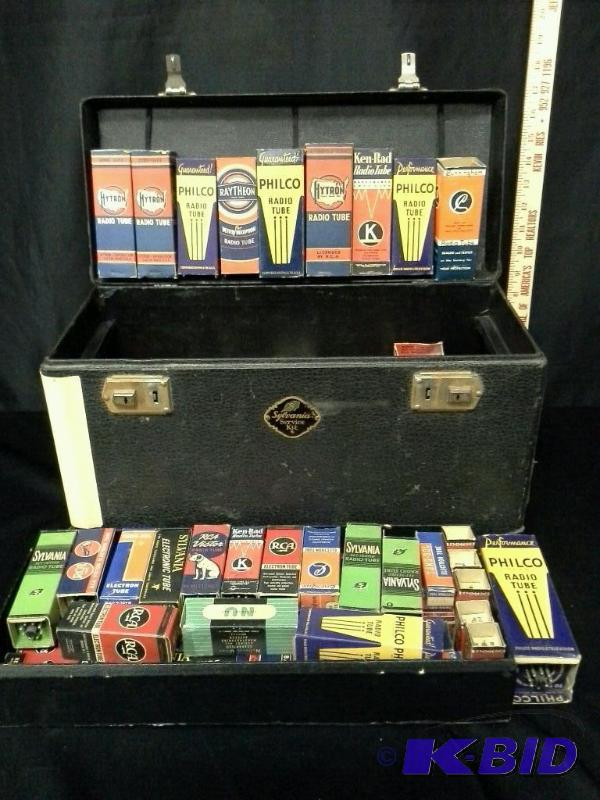 lot 91 image: Case of vintage radio tubes
