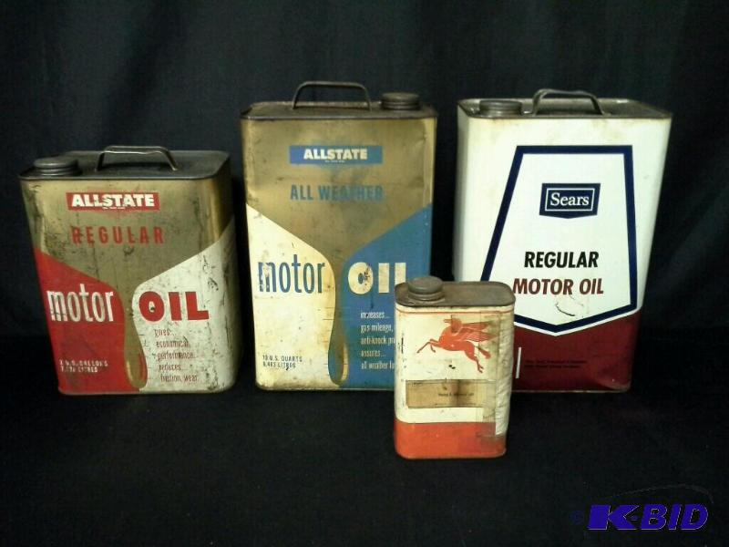 lot 98 image: 4 vintage motor oil can