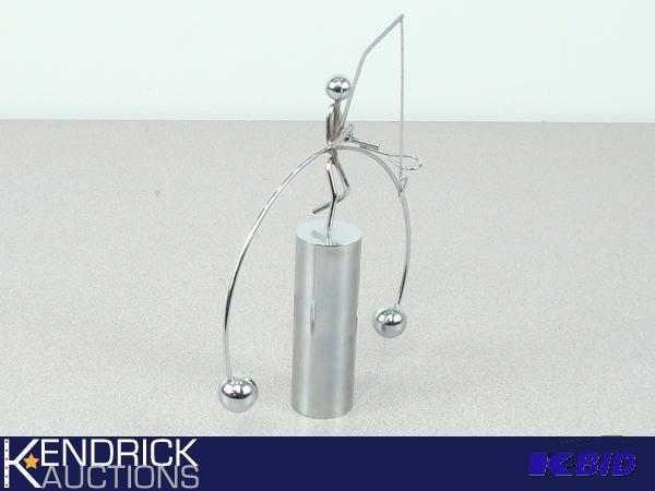 Chrome Kinetic Balancing Fisherman Desk Art