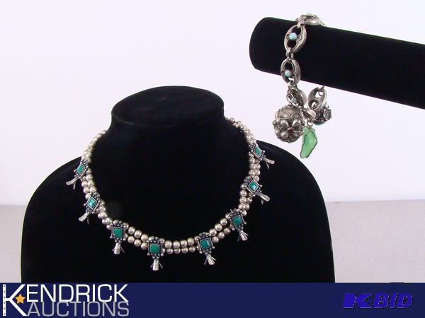 Vintage Sancrest Native American Style Necklace, and Native American Style Charm Bracelet
