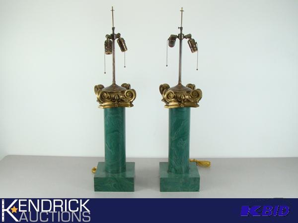 2 Vintage Brass HEAVY 2 - Light Lamps