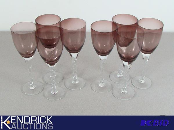 Set of 8 Wine Colored Wine Glasses