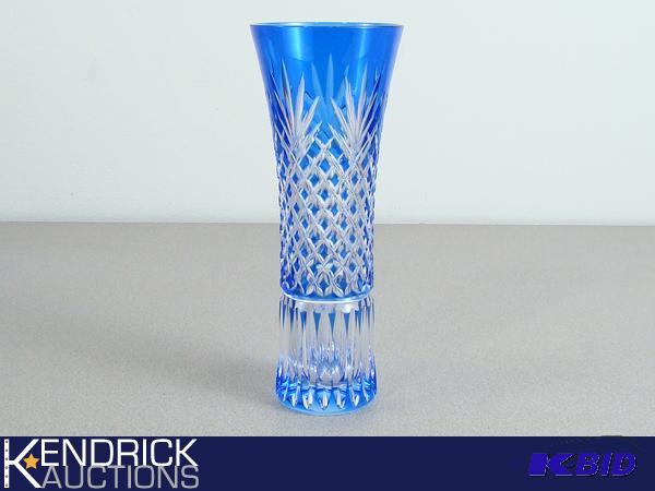Blue Cut Crystal Hoya Vase