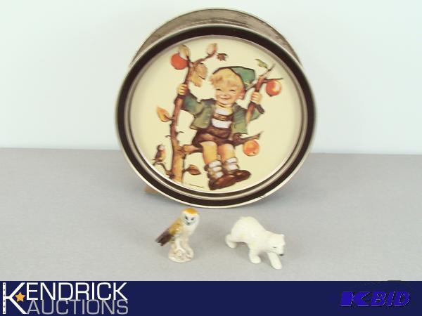 Vintage Hummel Tin, and 2 Hummel Figurines