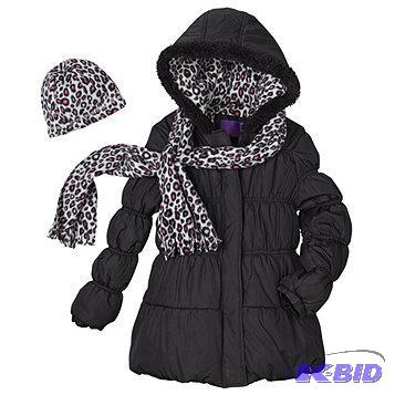 New With Tags Girls Puffer Jacket with Scarf...