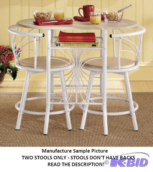lot 106 image: White Bistro Stools - NO BACKS TO THE STOOLS ...