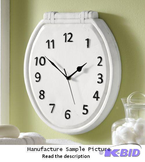 lot 111 image: White Toilet Seat Wall Clock - Hang our Toile...