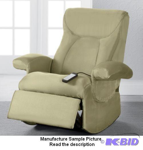 lot 127 image: Sage Green Rocker Recliner Microfiber Massage...