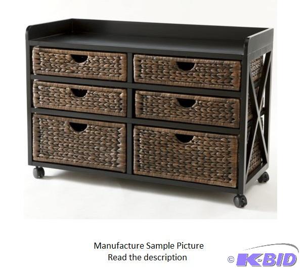 lot 135 image: Kingston Seagrass&nbspSix Drawer Bureau - Pu...