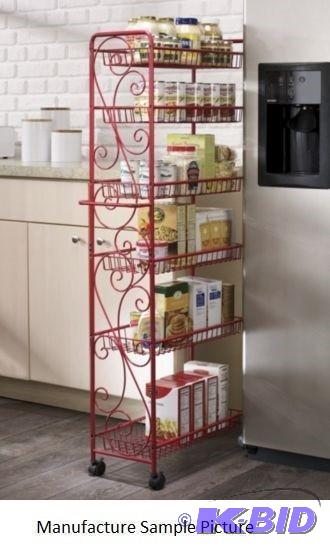 lot 223 image: Scrolled Red Rolling Pantry - No need for an ...